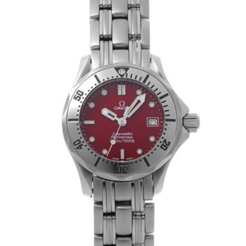 歐米茄海馬系列專業300公尺潛水錶 2582.61 紅色女士石英錶（二手）- Ginzo