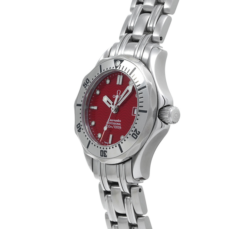 歐米茄海馬系列專業300公尺潛水錶 2582.61 紅色女士石英錶（二手）- Ginzo-2
