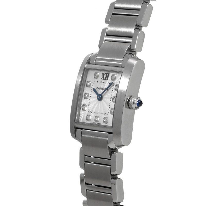卡地亞 Tank Française SM 11P 鑲鑽 WE110006 銀色女士石英錶 二手 Ginzo-2