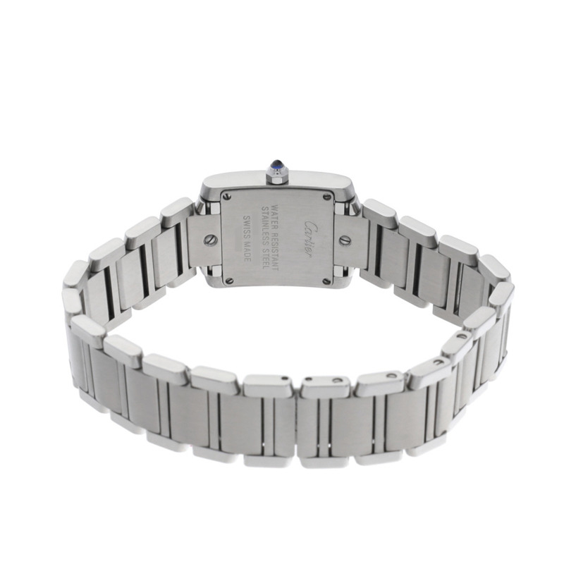 卡地亞 Tank Française SM 11P 鑲鑽 WE110006 銀色女士石英錶 二手 Ginzo-4