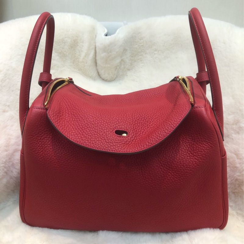 Hermes Lindy 30 紅色金扣 TC皮 XC355-0