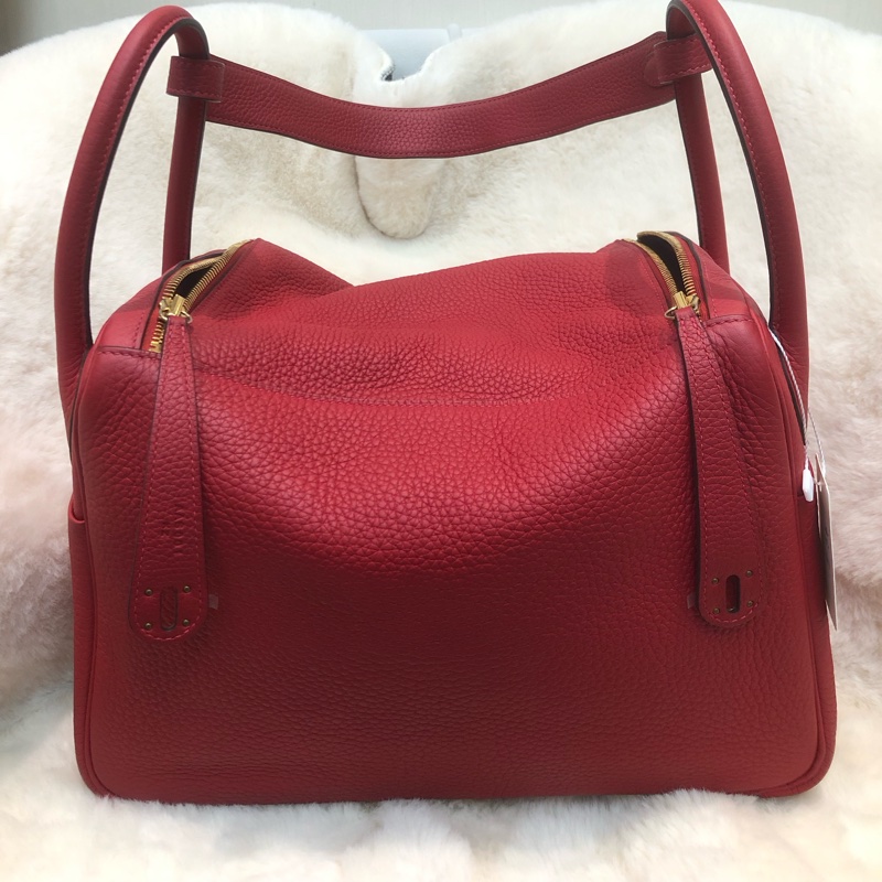 Hermes Lindy 30 紅色金扣 TC皮 XC355-1