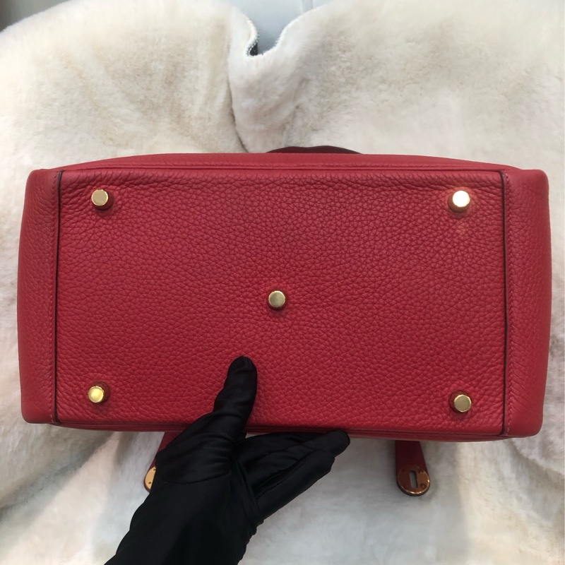 Hermes Lindy 30 紅色金扣 TC皮 XC355-4