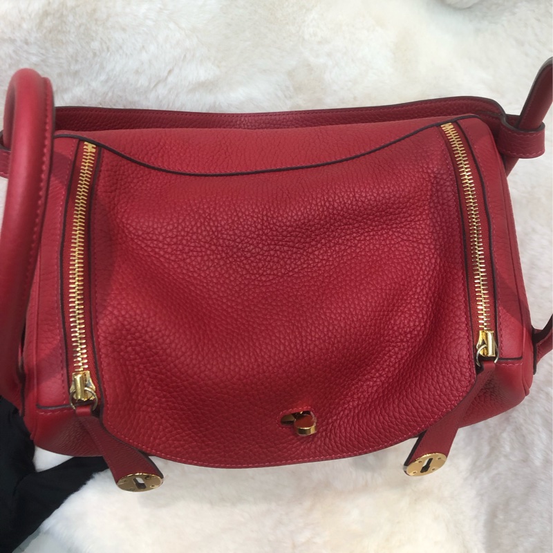Hermes Lindy 30 紅色金扣 TC皮 XC355-5