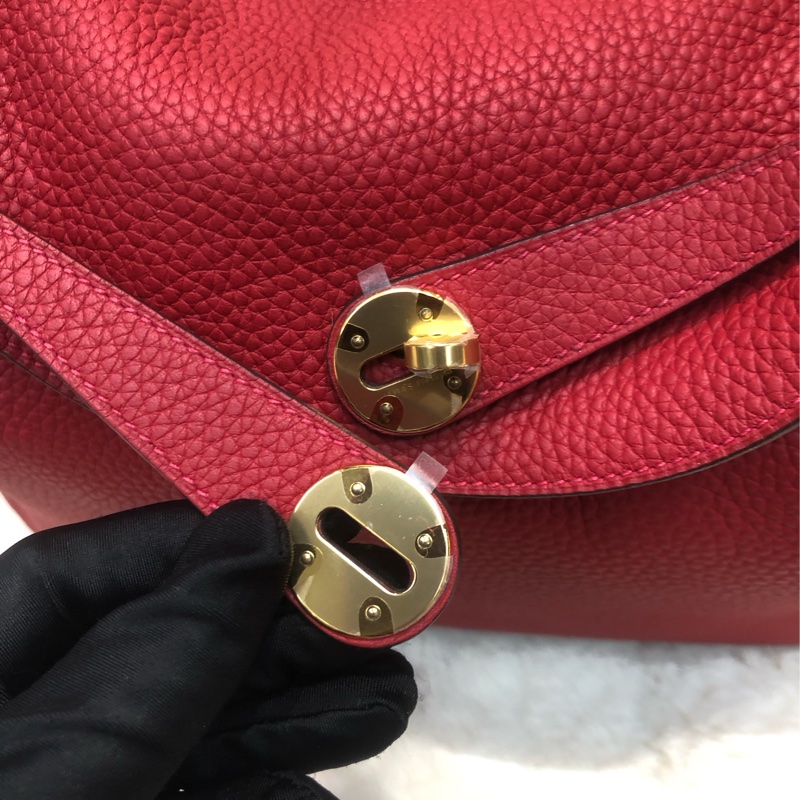 Hermes Lindy 30 紅色金扣 TC皮 XC355-8