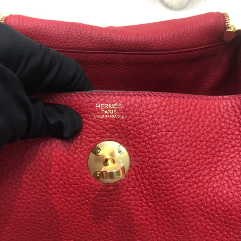 Hermes Lindy 30 紅色金扣 TC皮 XC355-18