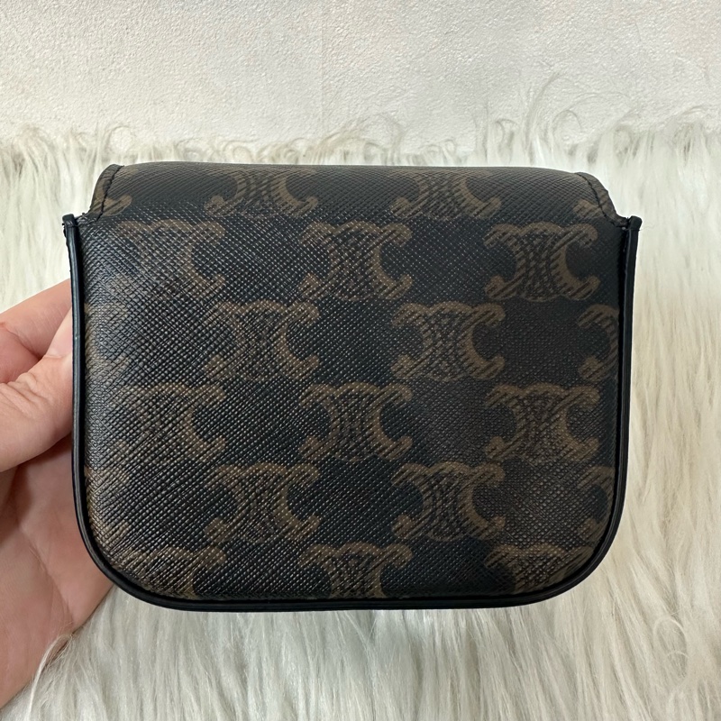 Celine 老花金釦凱旋門迷你斜背包-3