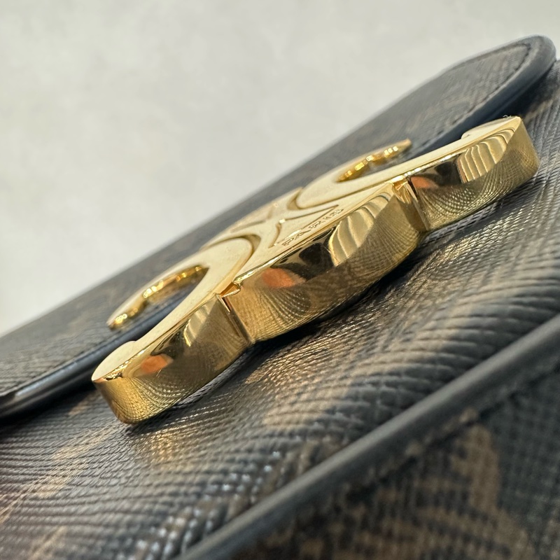 Celine 老花金釦凱旋門迷你斜背包-14