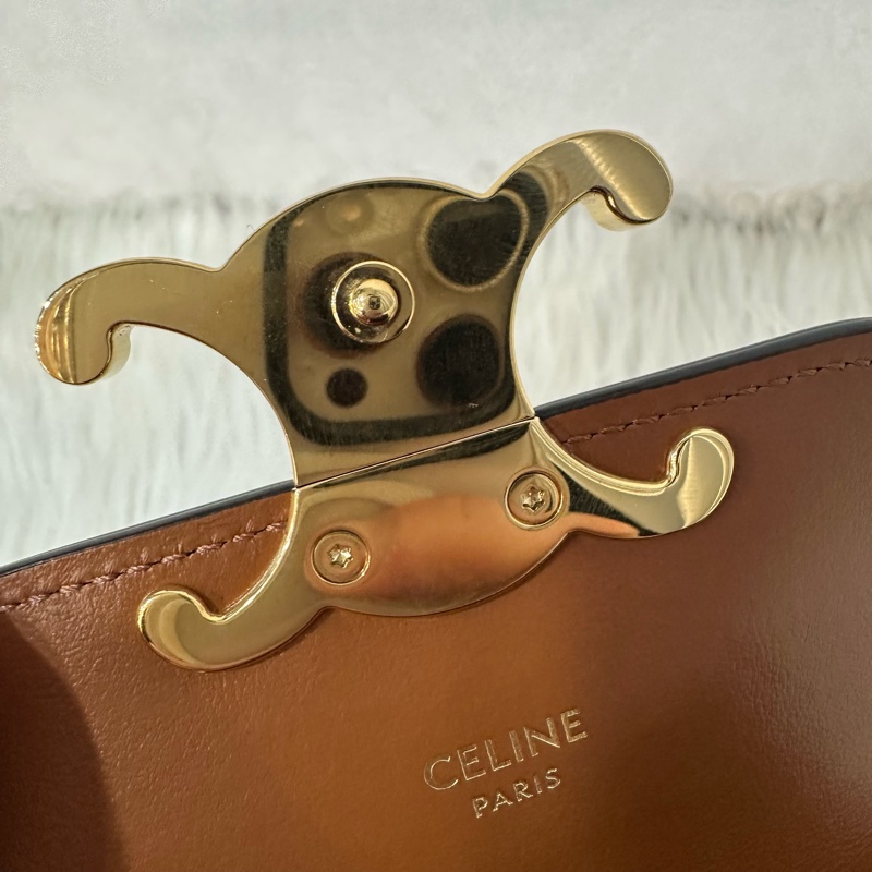 Celine 老花金釦凱旋門迷你斜背包-18