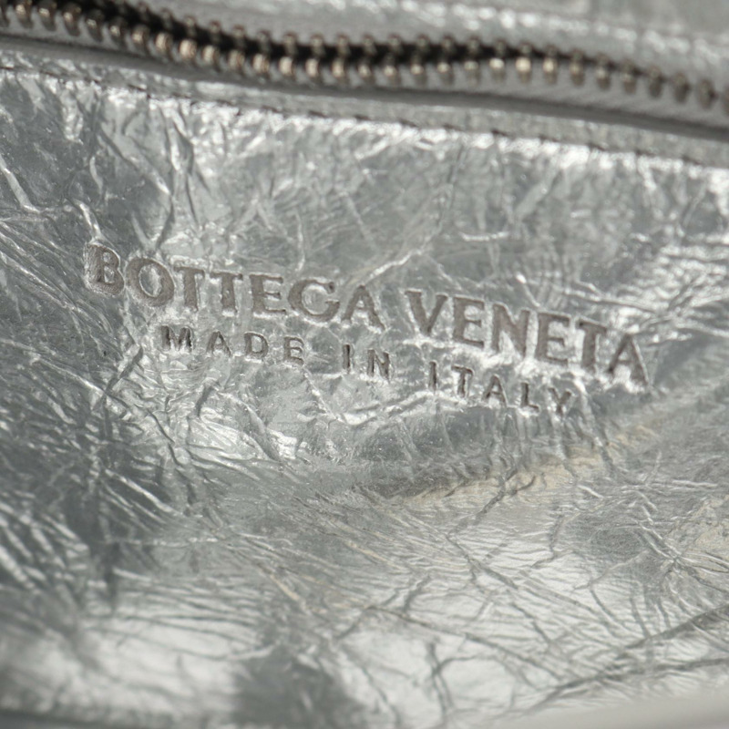 BOTTEGA VENETA 銀色皮革卡帶編織肩包(二手,女士款)-3