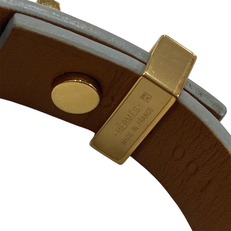 HERMES KELLY DOG 鉚釘手環 金色金屬 / 白色皮革-1