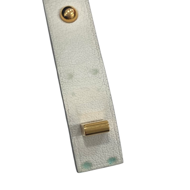HERMES KELLY DOG 鉚釘手環 金色金屬 / 白色皮革-2