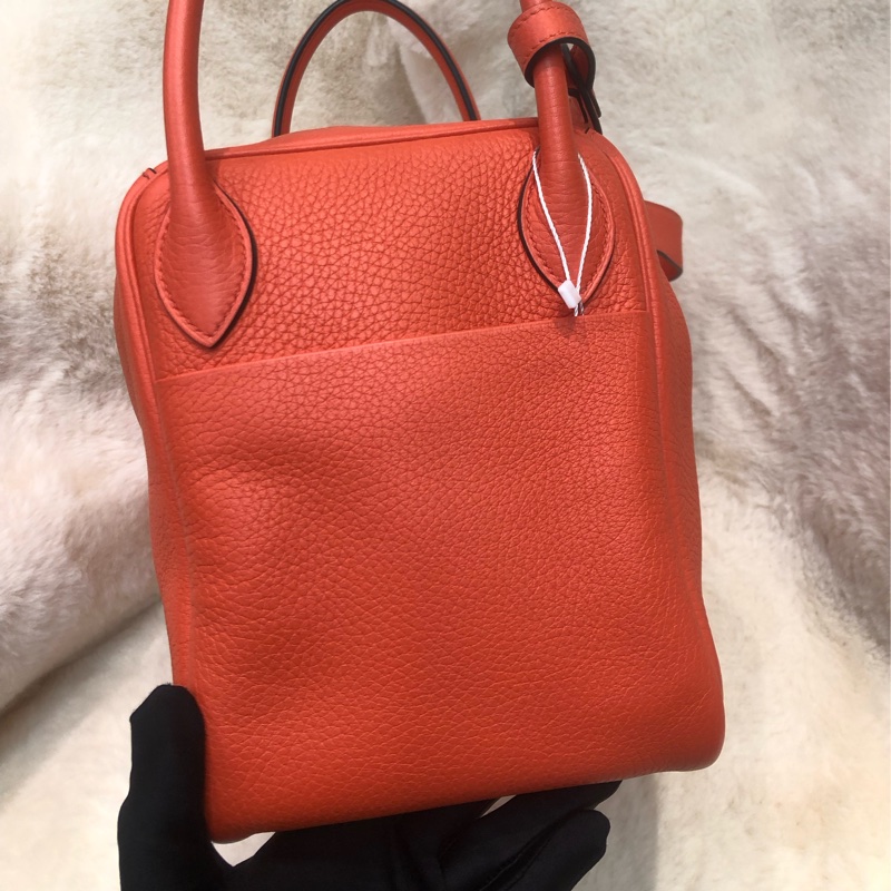 Hermes Lindy 30 銀扣火焰橙色 內裏酒紅色 XC357-2