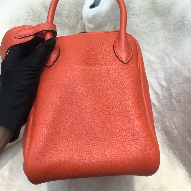 Hermes Lindy 30 銀扣火焰橙色 內裏酒紅色 XC357-3