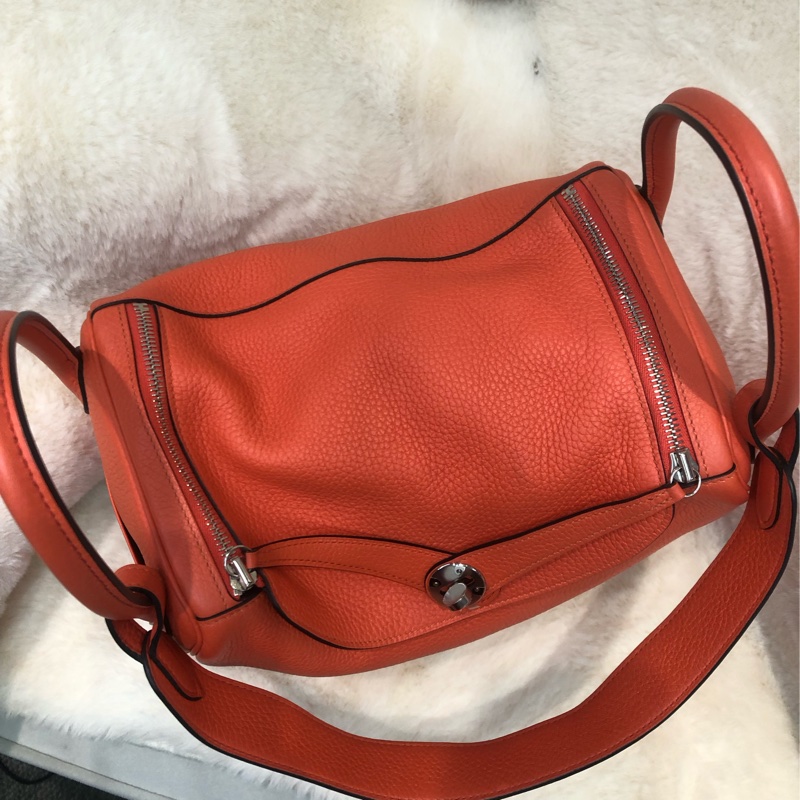 Hermes Lindy 30 銀扣火焰橙色 內裏酒紅色 XC357-4