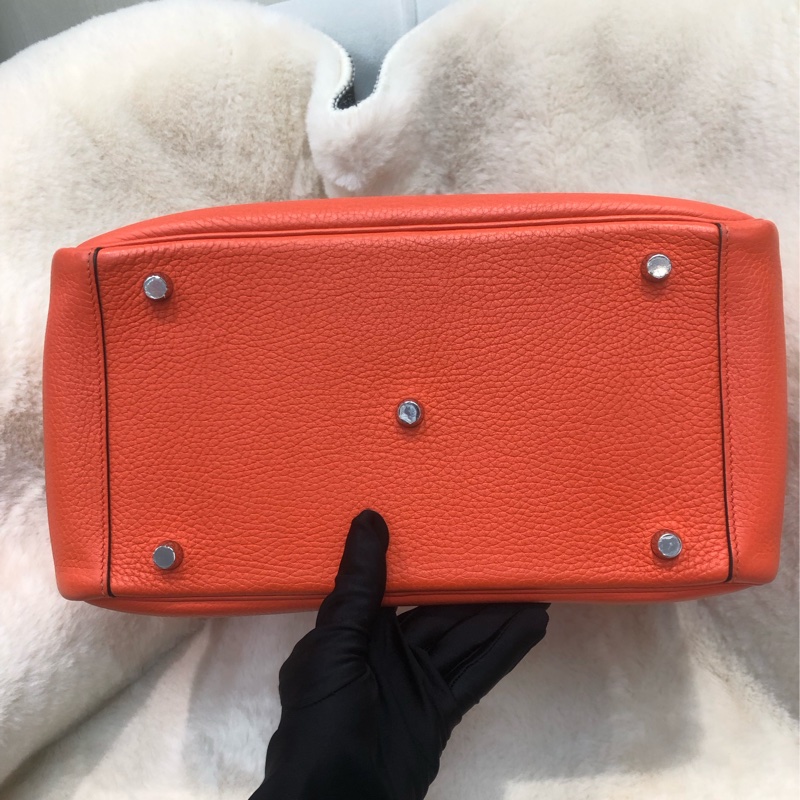 Hermes Lindy 30 銀扣火焰橙色 內裏酒紅色 XC357-5