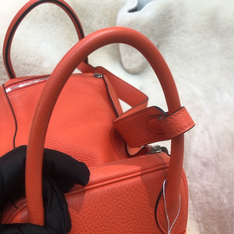 Hermes Lindy 30 銀扣火焰橙色 內裏酒紅色 XC357-6