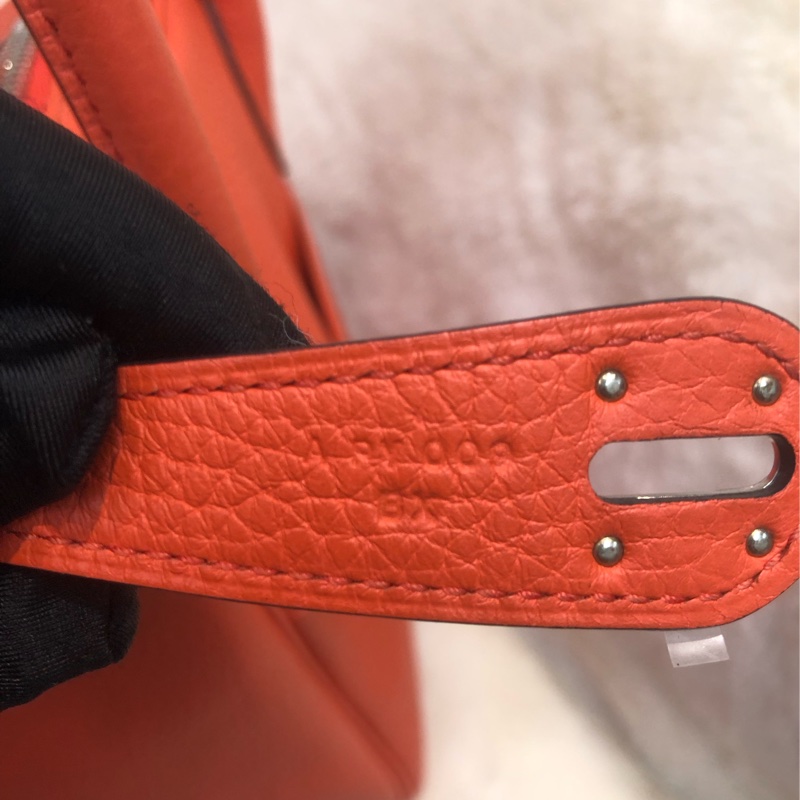 Hermes Lindy 30 銀扣火焰橙色 內裏酒紅色 XC357-9