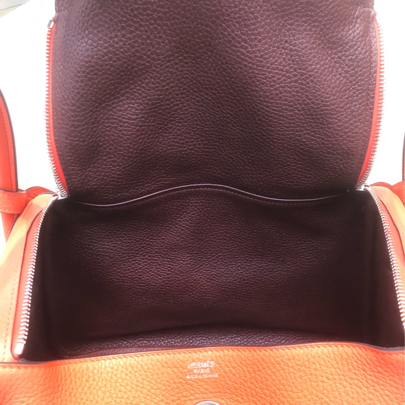 Hermes Lindy 30 銀扣火焰橙色 內裏酒紅色 XC357-17