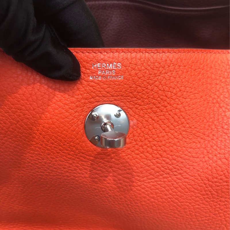 Hermes Lindy 30 銀扣火焰橙色 內裏酒紅色 XC357-18