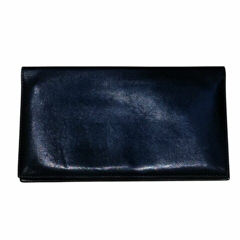 HERMES 愛馬仕 Citizen Twill 皮革 長夾 深藍色 銀釦