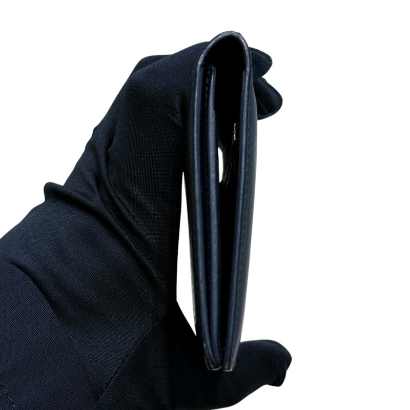 HERMES 愛馬仕 Citizen Twill 皮革 長夾 深藍色 銀釦-3