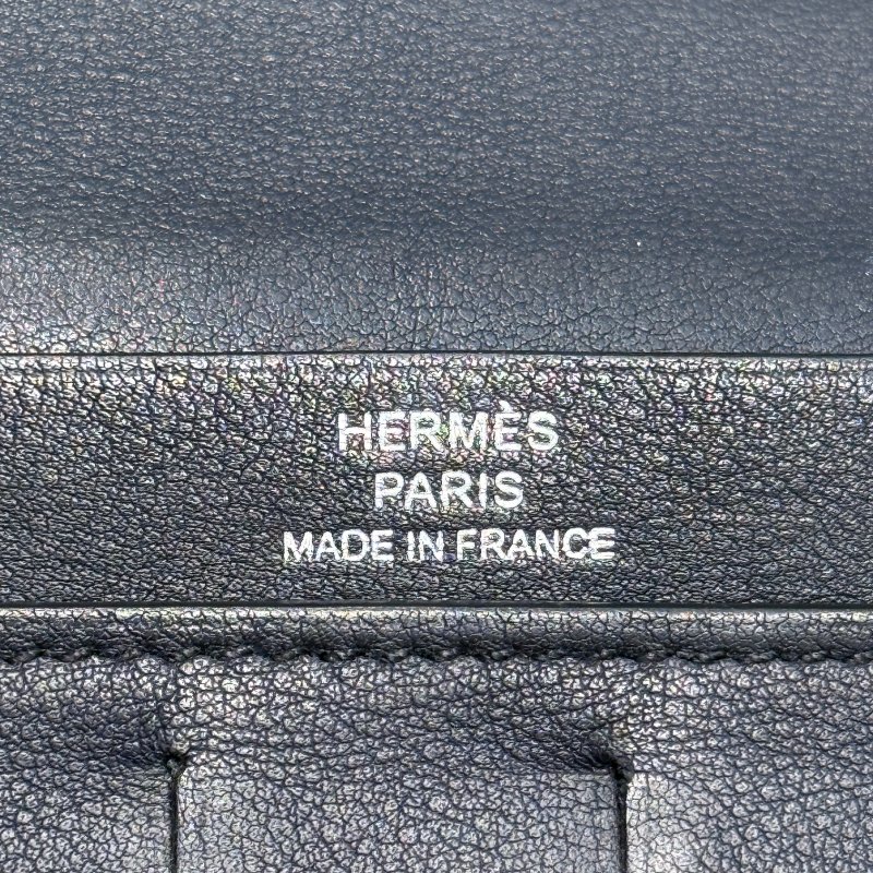 HERMES 愛馬仕 Citizen Twill 皮革 長夾 深藍色 銀釦-10