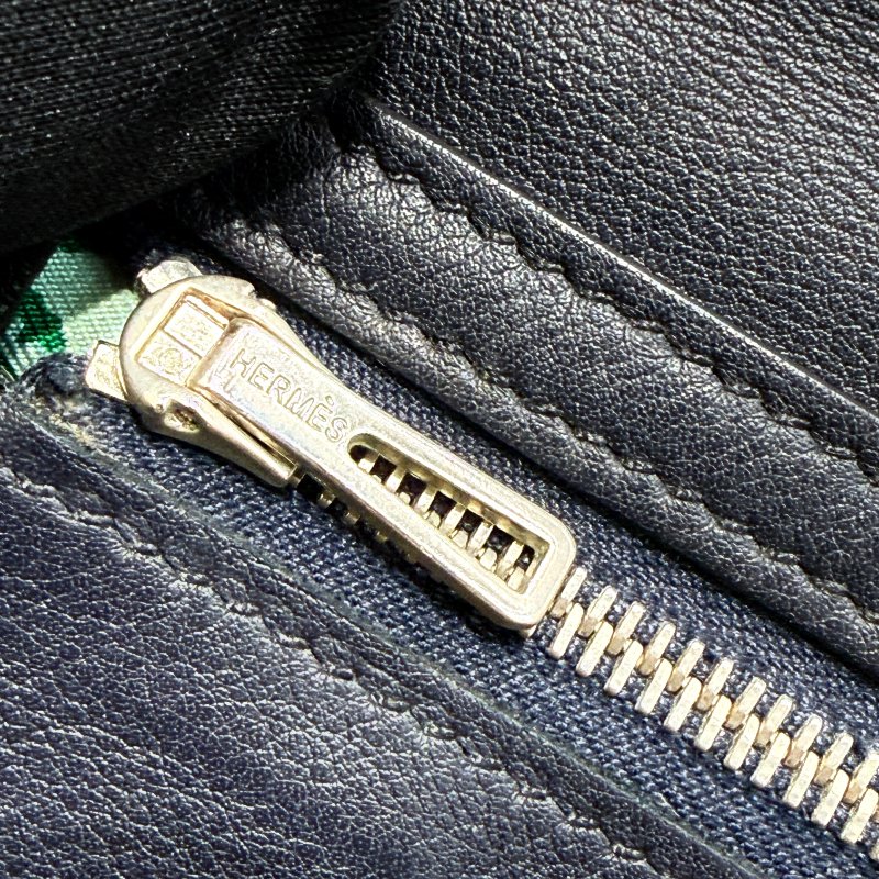 HERMES 愛馬仕 Citizen Twill 皮革 長夾 深藍色 銀釦-11