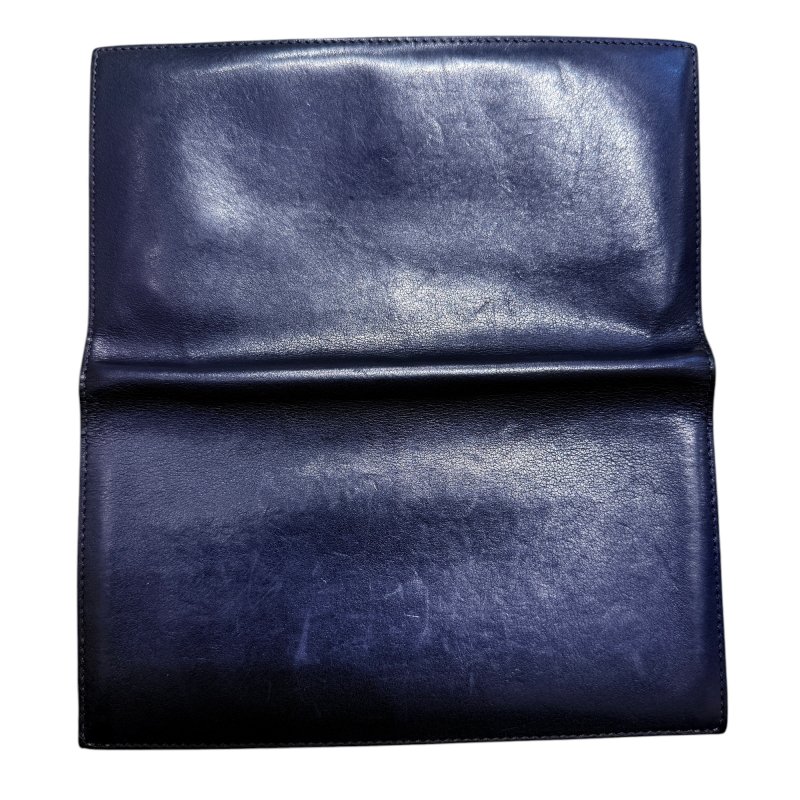 HERMES 愛馬仕 Citizen Twill 皮革 長夾 深藍色 銀釦-13