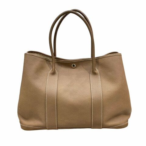 HERMES 愛馬仕 GARDEN PARTY 36 花園系列手提肩背包 TC皮革 卡其色 銀釦