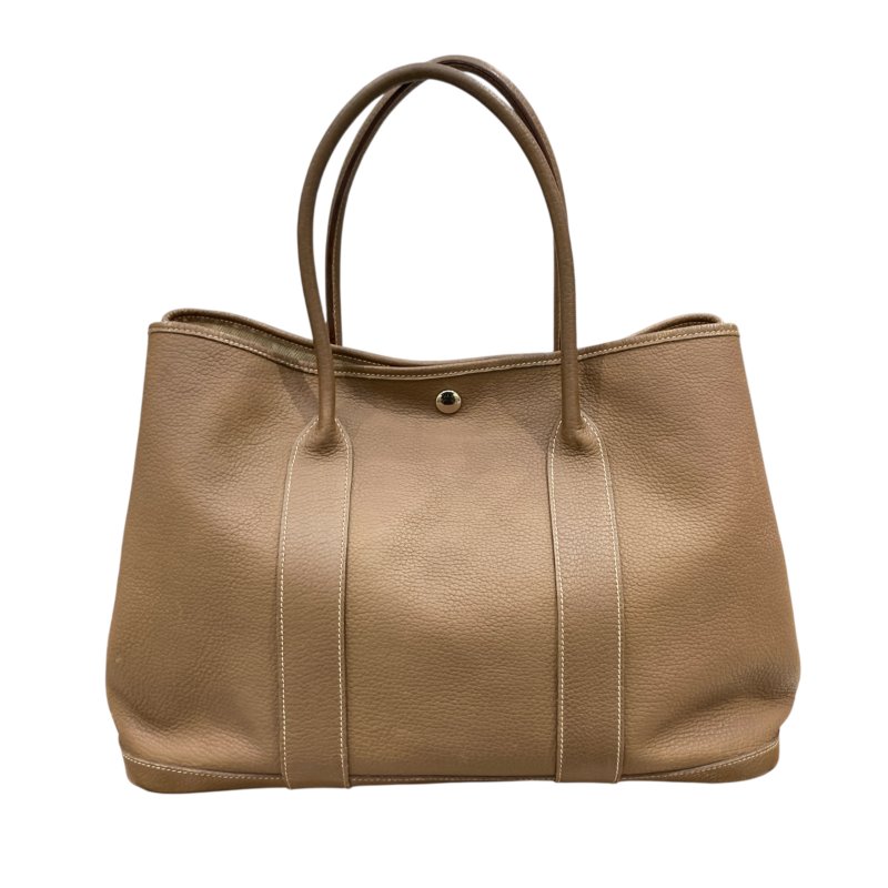 HERMES 愛馬仕 GARDEN PARTY 36 花園系列手提肩背包 TC皮革 卡其色 銀釦-0