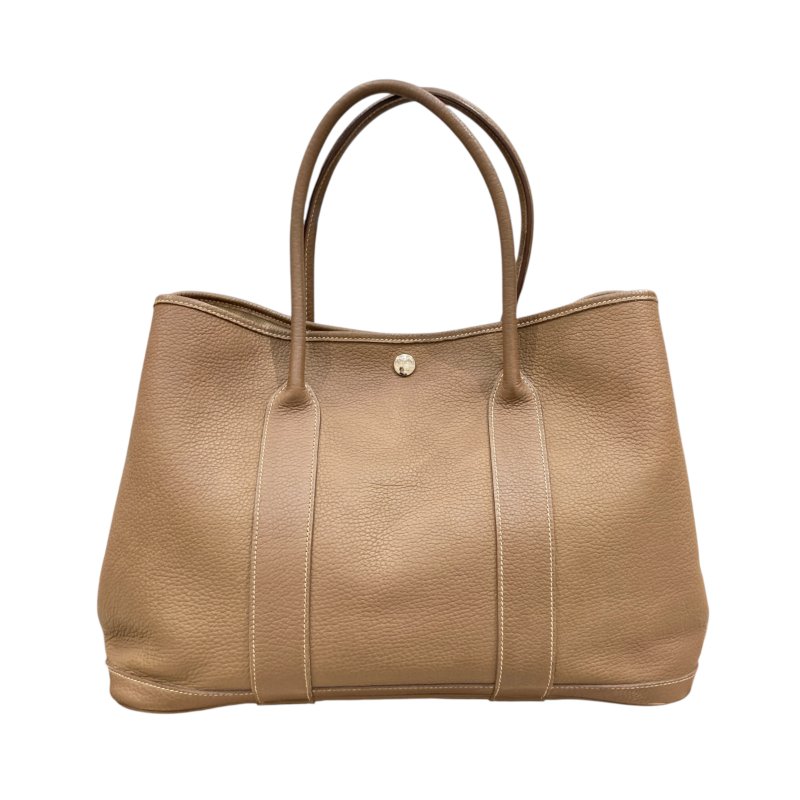 HERMES 愛馬仕 GARDEN PARTY 36 花園系列手提肩背包 TC皮革 卡其色 銀釦-1