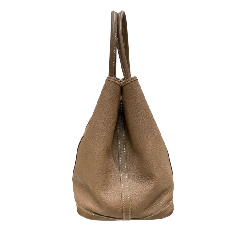 HERMES 愛馬仕 GARDEN PARTY 36 花園系列手提肩背包 TC皮革 卡其色 銀釦-2