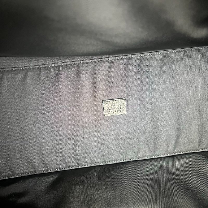 GUCCI  黑皮革滿版老花尼龍托特包-6