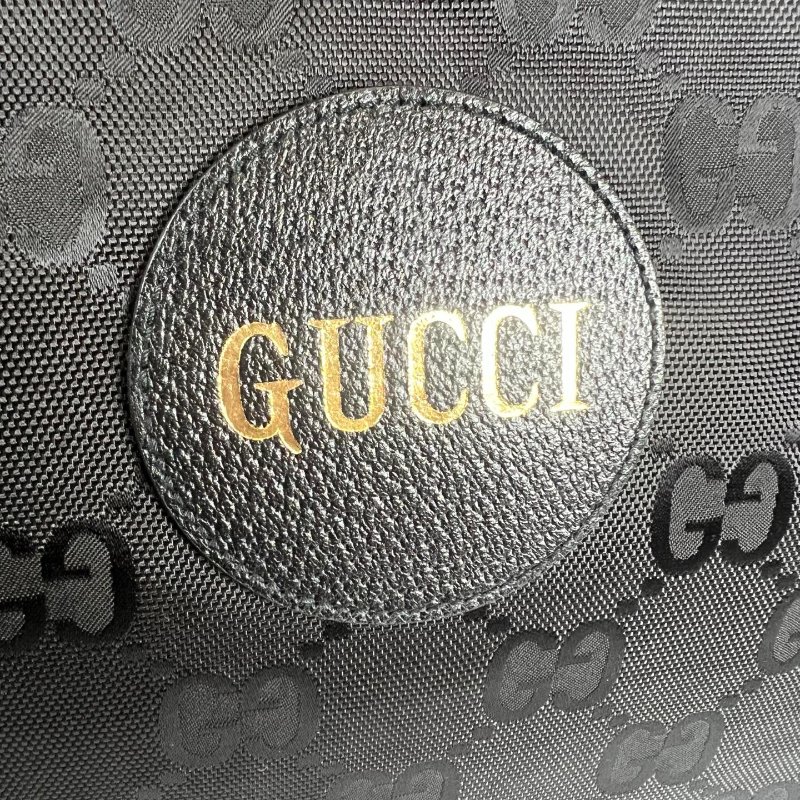 GUCCI  黑皮革滿版老花尼龍托特包-9