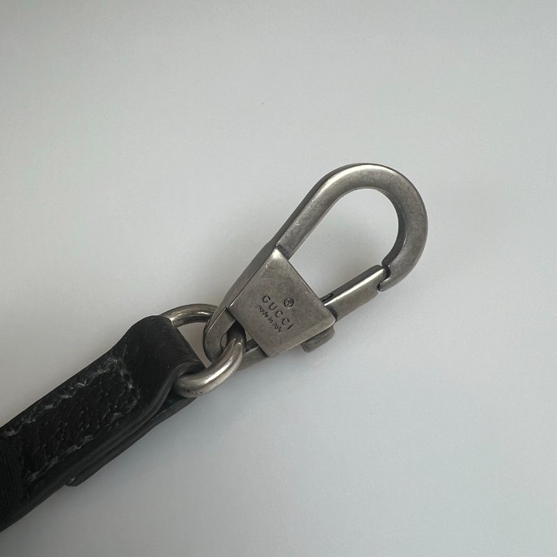 GUCCI  黑皮革滿版老花尼龍托特包-10