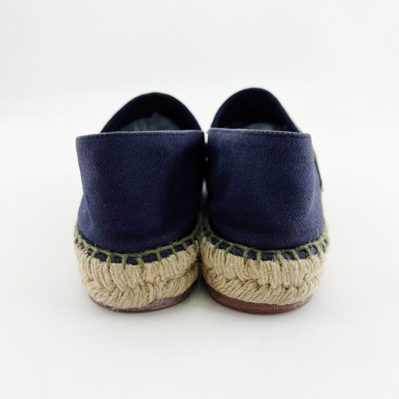 95新Chanel香奈兒/藍色經典雙C菱格紋漁夫鞋/39碼-3