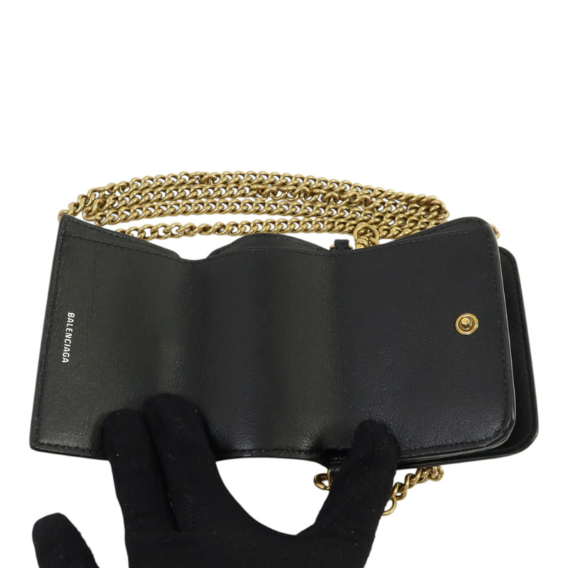 BALENCIAGA 牛皮皮革Mini Wallet on Chain金扣鏈帶肩背袋-3