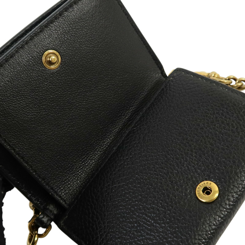 BALENCIAGA 牛皮皮革Mini Wallet on Chain金扣鏈帶肩背袋-9