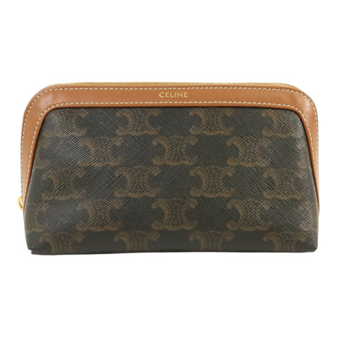 CELINE Trionphe帆布Pouch金扣手拿包