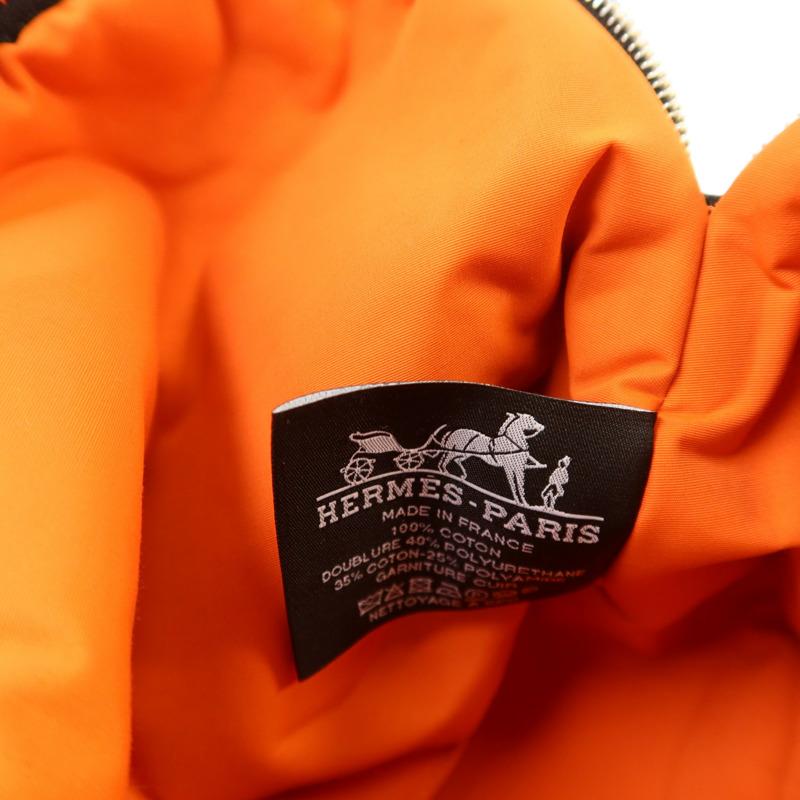 HERMES 帆布Bolide Case Medium銀扣手拿包-5