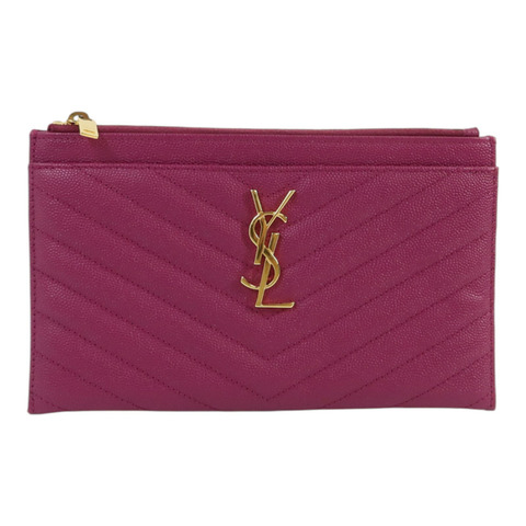 SAINT LAURENT 牛皮皮革Pouch金扣手拿包