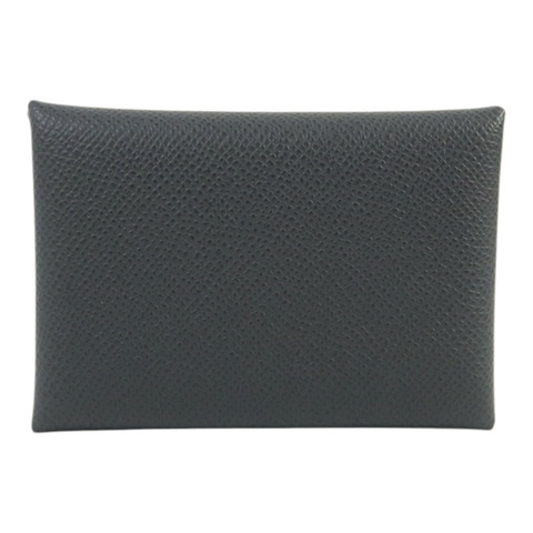 HERMES 【Hermes Fair】Epsom皮革Calvi Duo Compact Card Case銀扣卡片套Ardoise