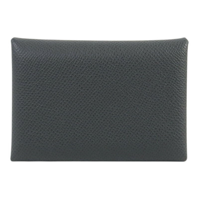 HERMES 【Hermes Fair】Epsom皮革Calvi Duo Compact Card Case銀扣卡片套Ardoise-1