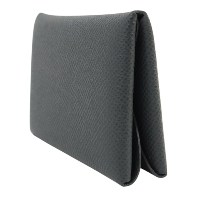 HERMES 【Hermes Fair】Epsom皮革Calvi Duo Compact Card Case銀扣卡片套Ardoise-2