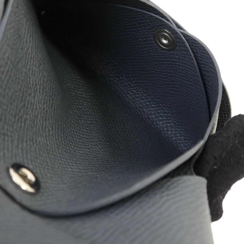 HERMES 【Hermes Fair】Epsom皮革Calvi Duo Compact Card Case銀扣卡片套Ardoise-7