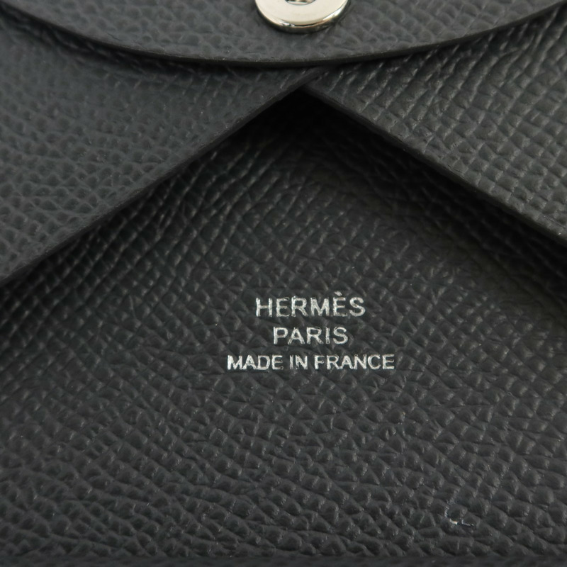HERMES 【Hermes Fair】Epsom皮革Calvi Duo Compact Card Case銀扣卡片套Ardoise-8