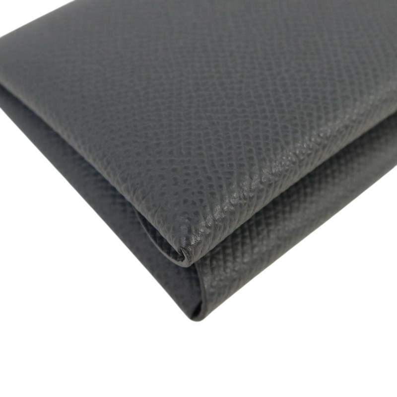 HERMES 【Hermes Fair】Epsom皮革Calvi Duo Compact Card Case銀扣卡片套Ardoise-10