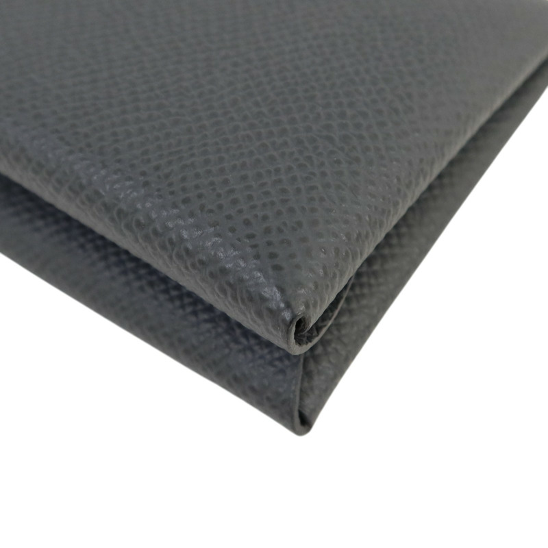 HERMES 【Hermes Fair】Epsom皮革Calvi Duo Compact Card Case銀扣卡片套Ardoise-11