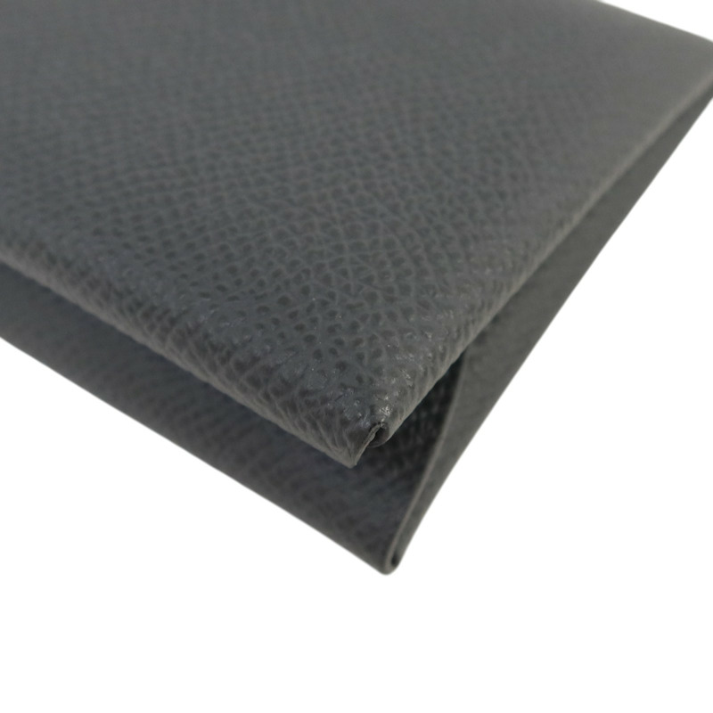 HERMES 【Hermes Fair】Epsom皮革Calvi Duo Compact Card Case銀扣卡片套Ardoise-13